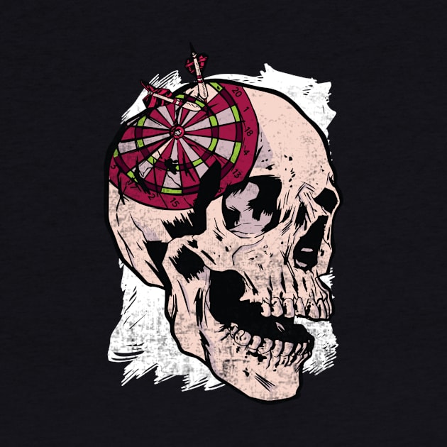 Dartboard Skull Funny Darts Player by Visual Vibes